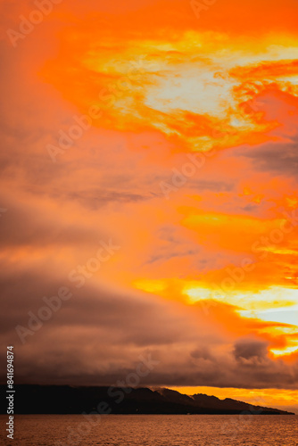 Sky view on the ocean at sunset