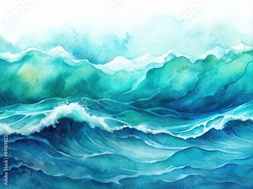 Gradient watercolour painting with turquoise and blue sea waves  watercolor  painting  gradient  turquoise  blue  sea waves  ocean  abstract  art  background  texture  artistic fluid  tranquil