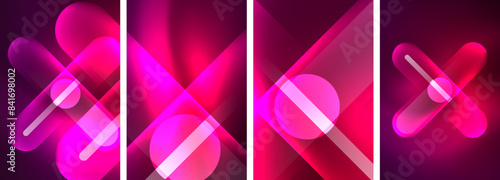 Abstract composition. Aglow in neon hues against the dark, radiating energy and allure, a captivating spectacle of vibrant luminescence
