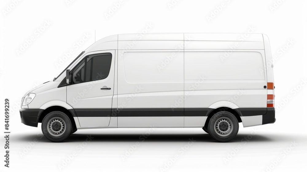 White Delivery Van Isolated on White Background, Generative AI White Delivery Van Isolated on White Background, Generative AI