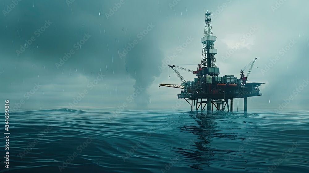 Oil drilling rig in the middle of the sea. Oil drilling rig in the middle of the sea.