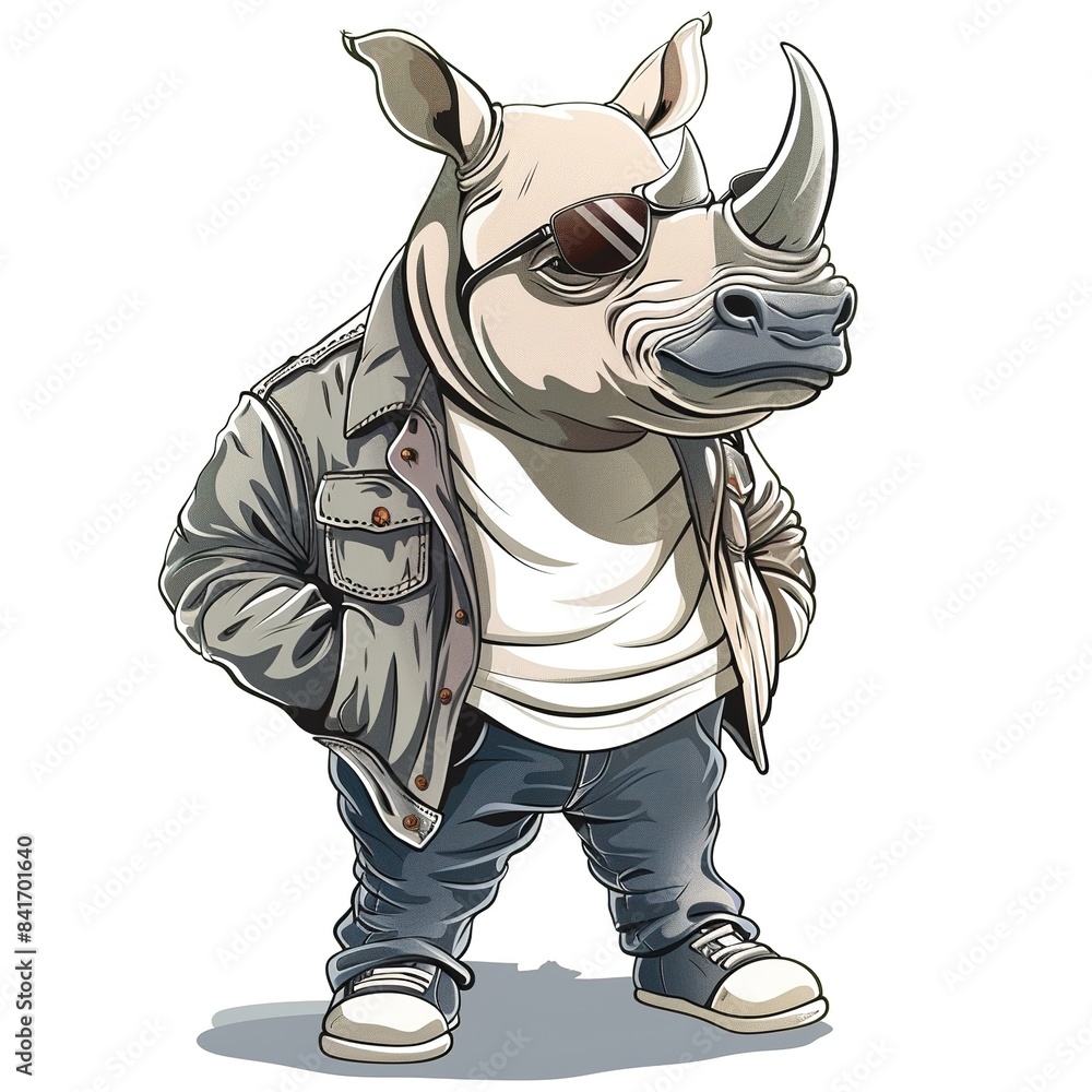 Fototapeta premium Rhinoceroses cartoon Casual Chic