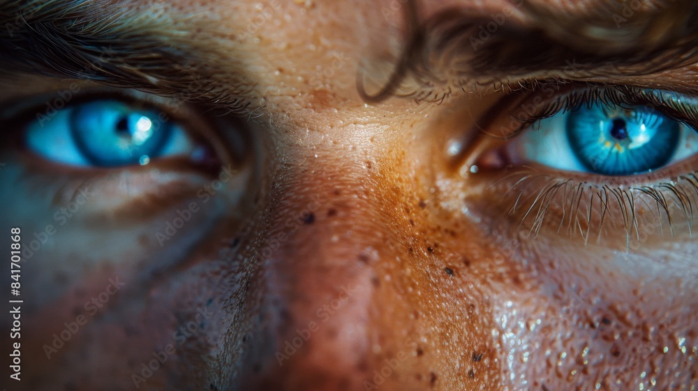 Close Up Of Blue Eyes With Freckles Close Up Of Blue Eyes With Freckles