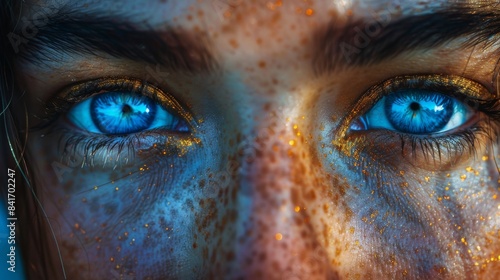 Close Up Of Blue Eyes With Freckles