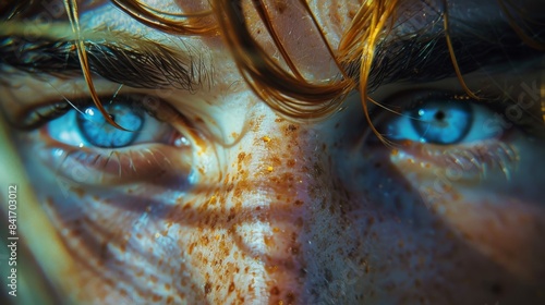 Close Up Of Blue Eyes With Freckles