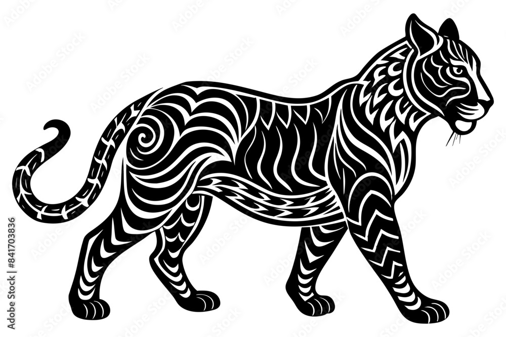 Obraz premium Silhouette of Tiger Walking Vector