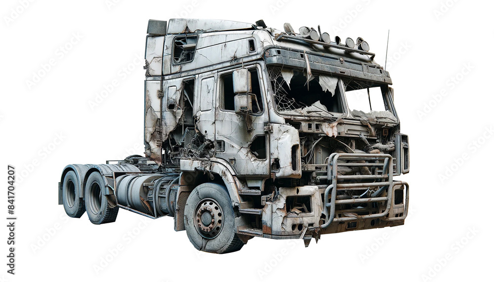 Old damaged truck isolated on transparent or white background Old damaged truck isolated on transparent or white background