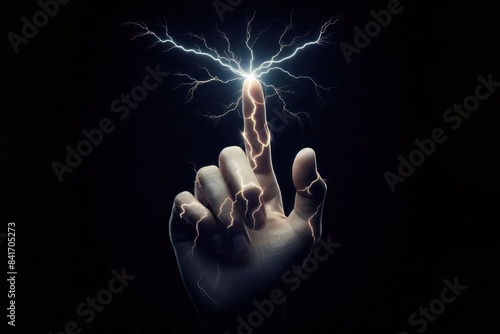Lightning from a human finger Isolated