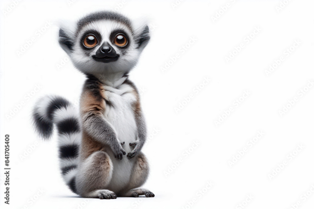 Fototapeta premium portrait Funny Lemur Isolated on white background