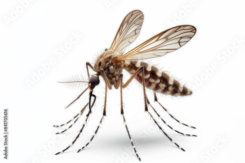 close up Macro shot of a mosquito Isolated on white background