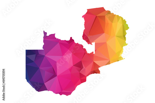Abstract Polygon Map - Vector illustration Low Poly Color Rainbow Zambia map of isolated. Vector Eps 10.