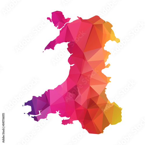 Abstract Polygon Map - Vector illustration Low Poly Color Rainbow Wales map of isolated. Vector Eps 10