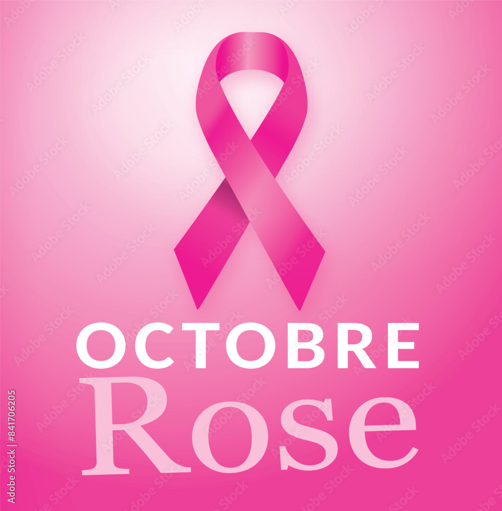 OCTOBRE ROSE en français 3 - Lutte contre le cancer du sein - Illustration vectorielle