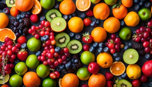 Fresh colorful fruits background. 