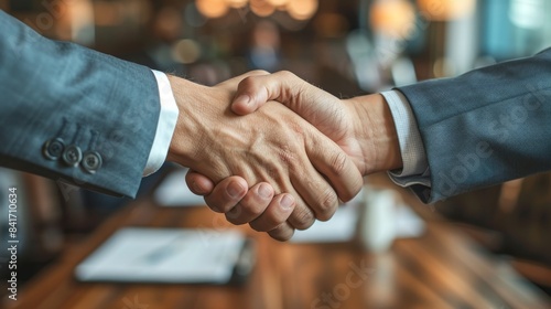 Businesspeople Shaking Hands Negotiation Deal Success