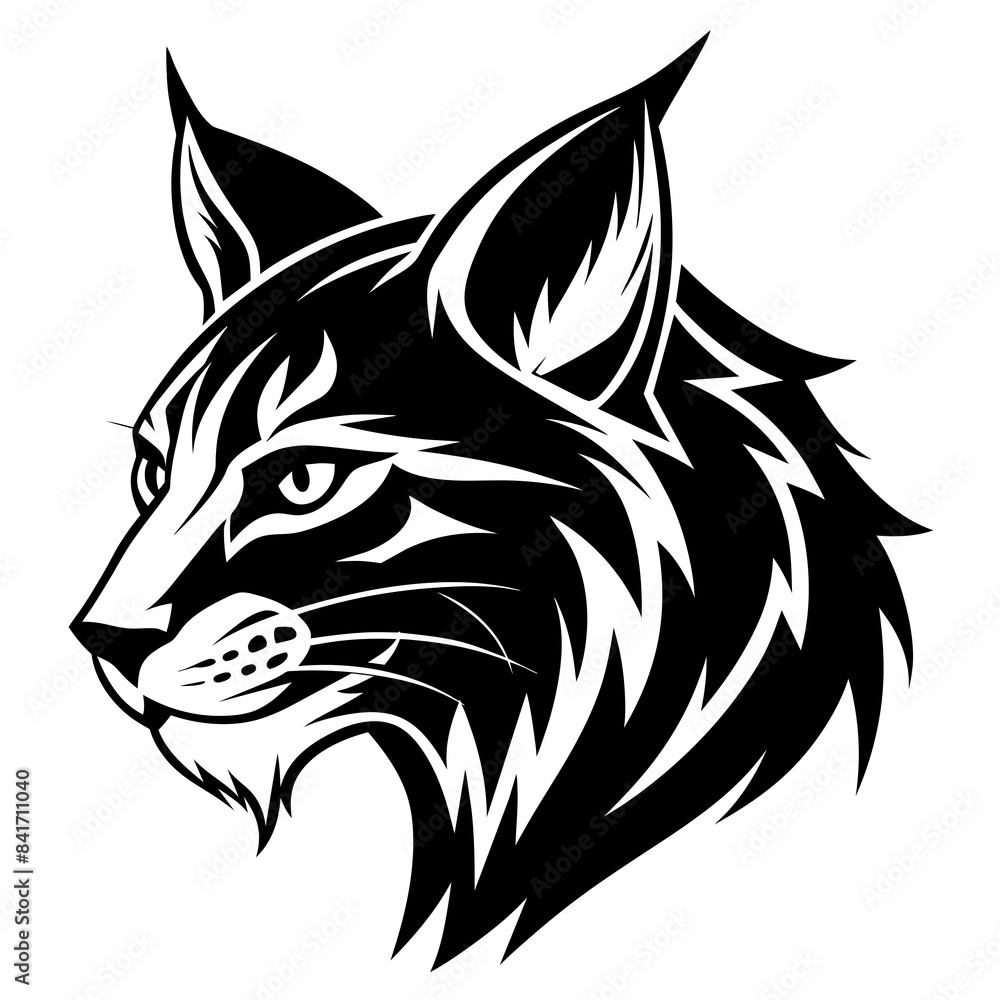 Fototapeta premium Bobcat head side view vector silhouette vector illustration
