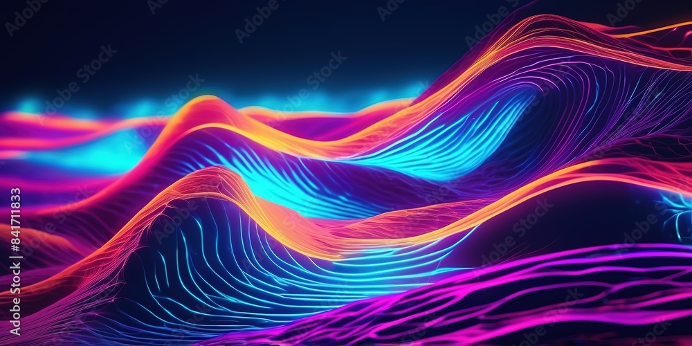 Fototapeta premium Abstract neon colored waves background