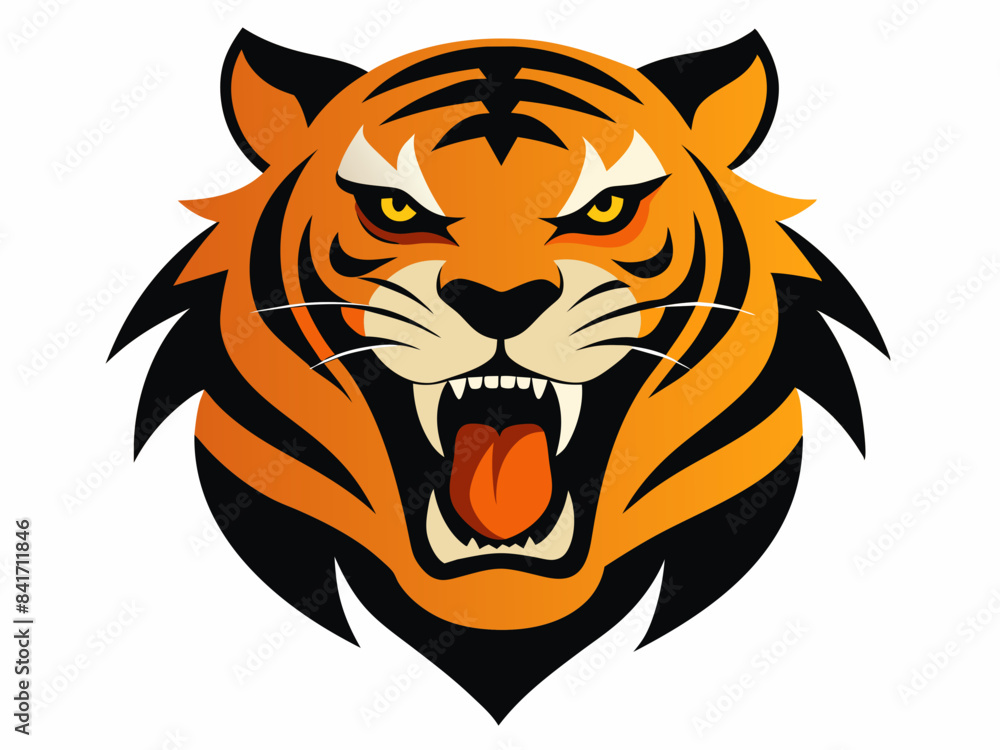 Tiger head with its jaw open vector illustration Tiger head with its jaw open vector illustration