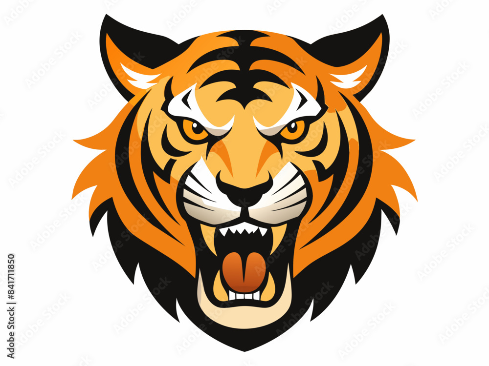 Fototapeta premium Tiger head with its jaw open vector illustration