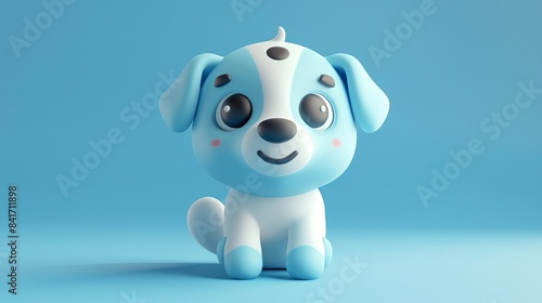 adorable funko pop style dog with white spots above eyes cute 3d animal illustration