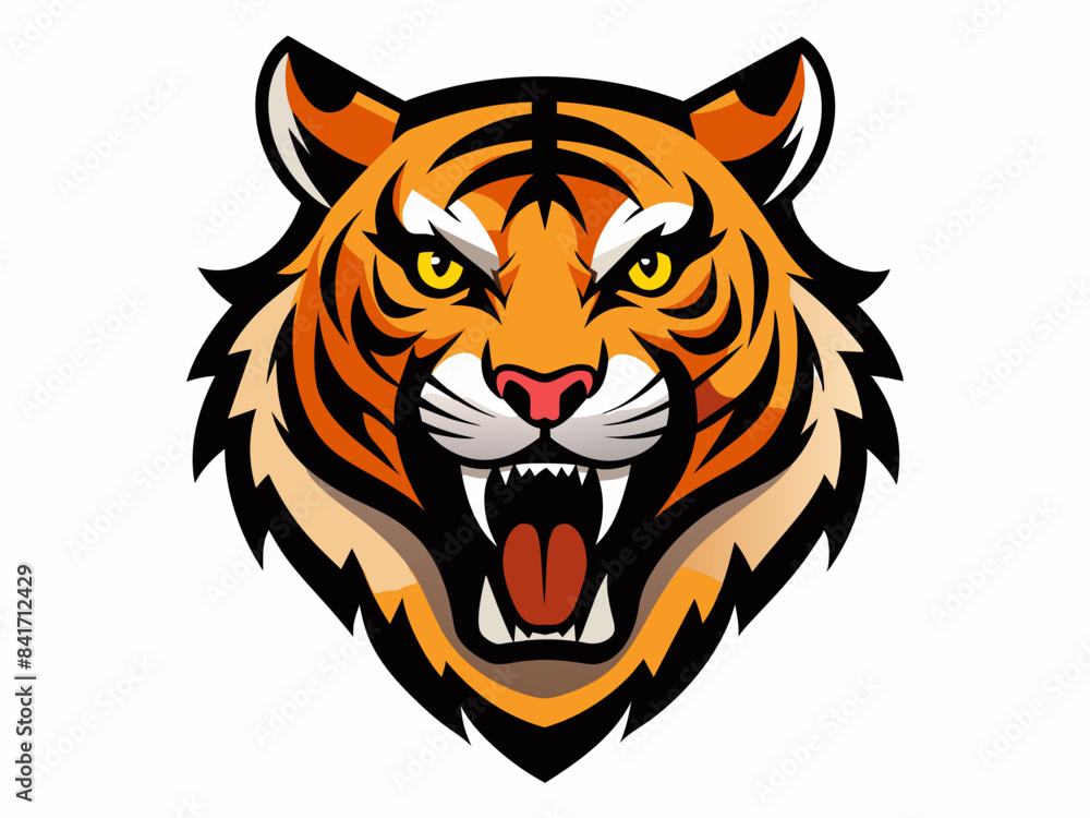 Tiger head with its jaw open vector illustration Tiger head with its jaw open vector illustration