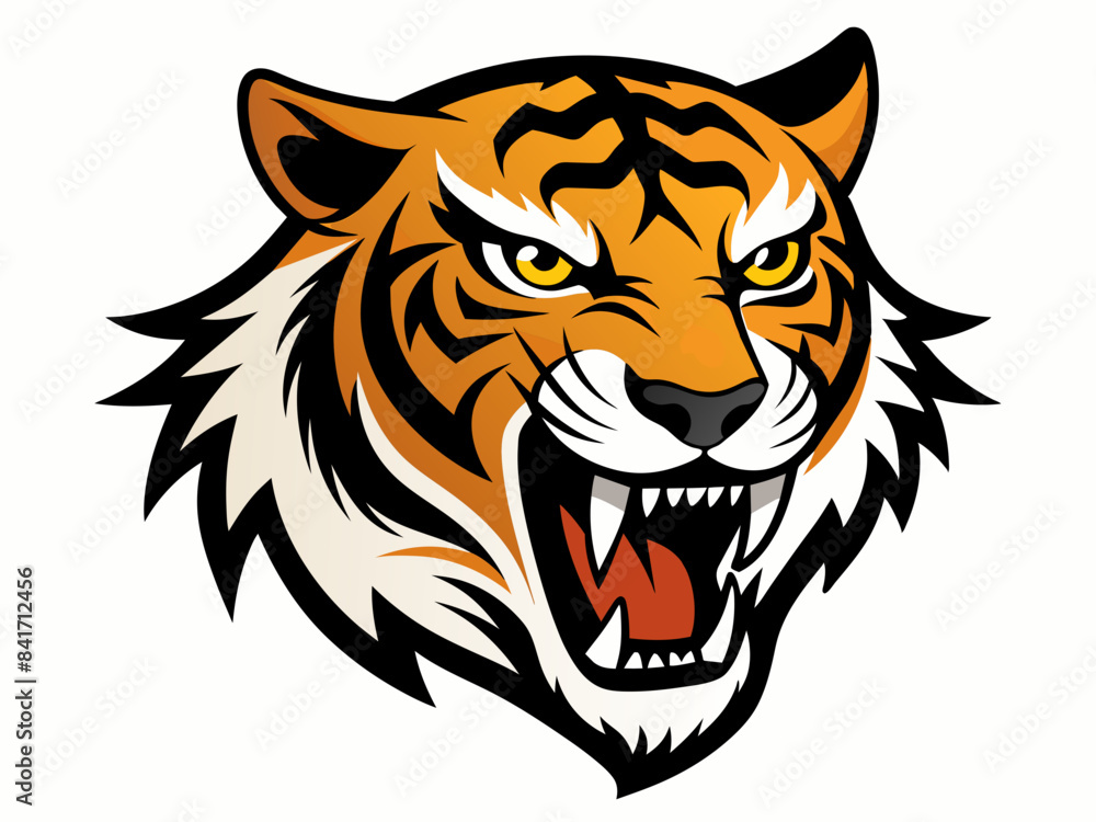 Tiger head with its jaw open vector illustration Tiger head with its jaw open vector illustration