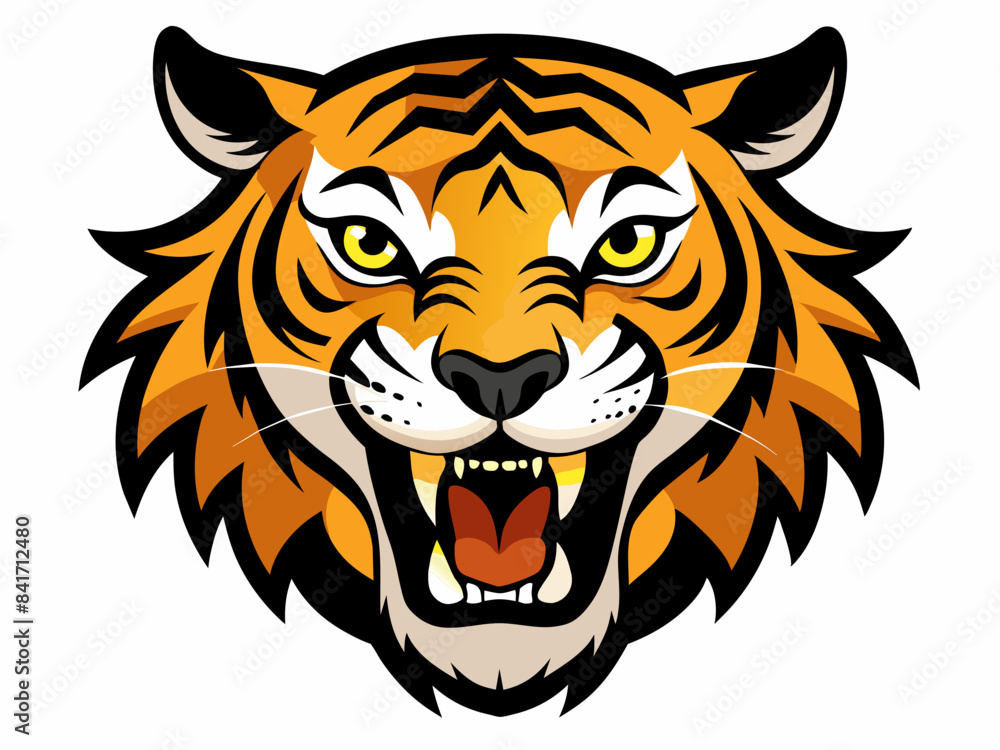 Tiger head with its jaw open vector illustration Tiger head with its jaw open vector illustration