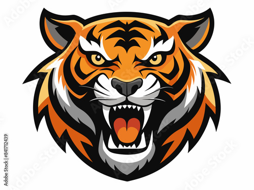 Tiger head with its jaw open vector illustration