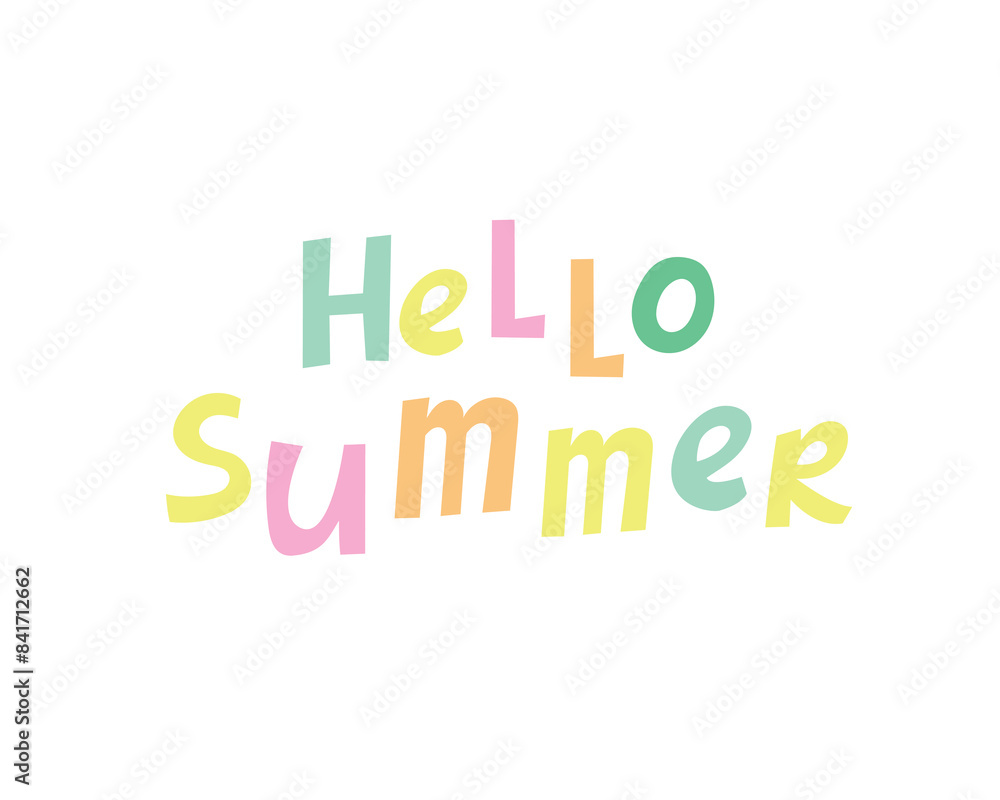 Hello summer lettering. Morden fun hand drawn writing, vector illustration Hello summer lettering. Morden fun hand drawn writing, vector illustration