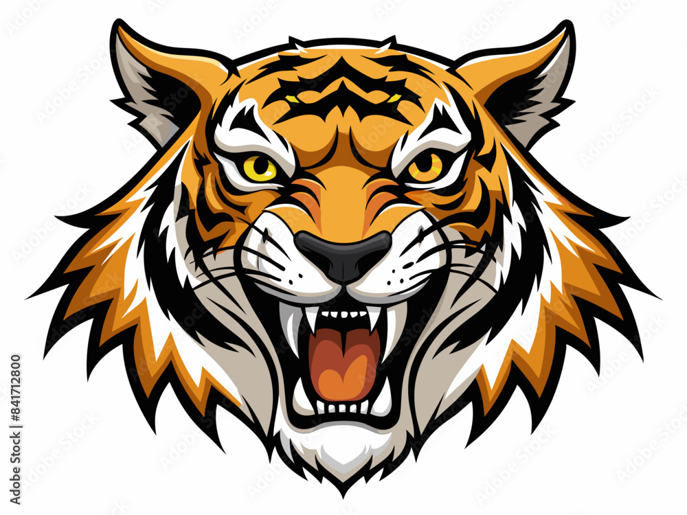 Tiger head with its jaw open vector illustration Tiger head with its jaw open vector illustration