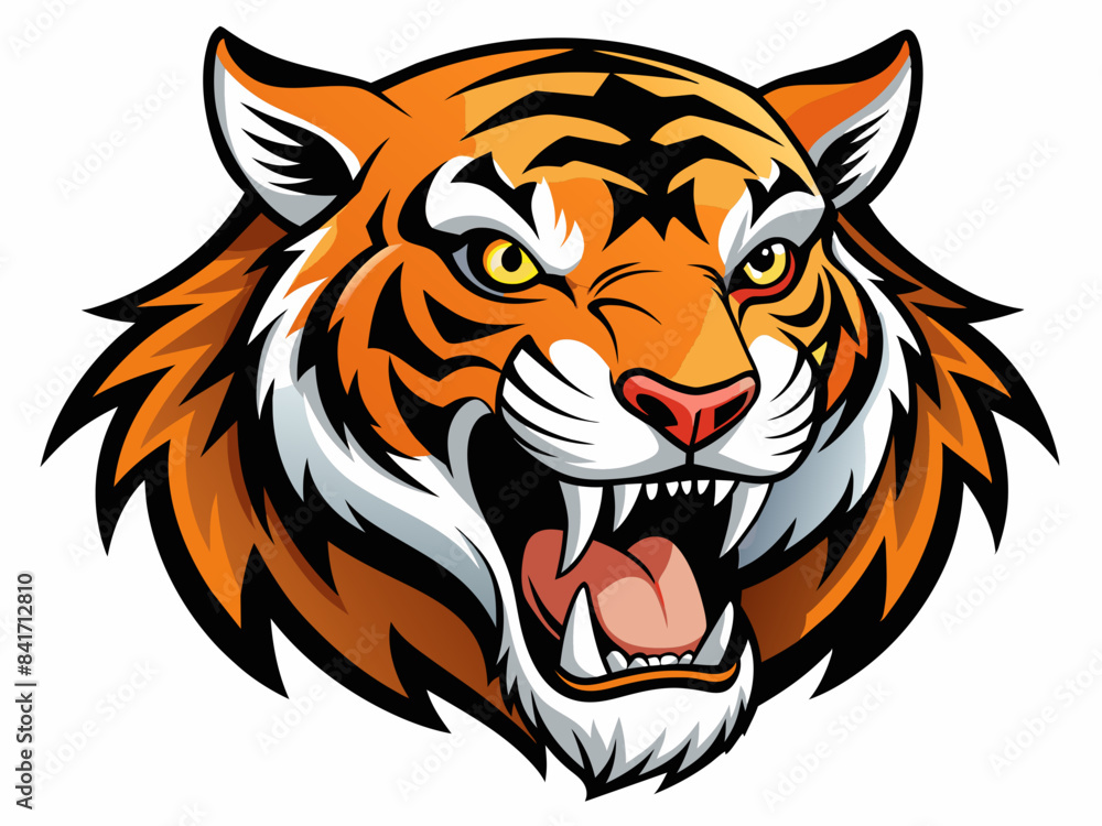 Tiger head with its jaw open vector illustration Tiger head with its jaw open vector illustration