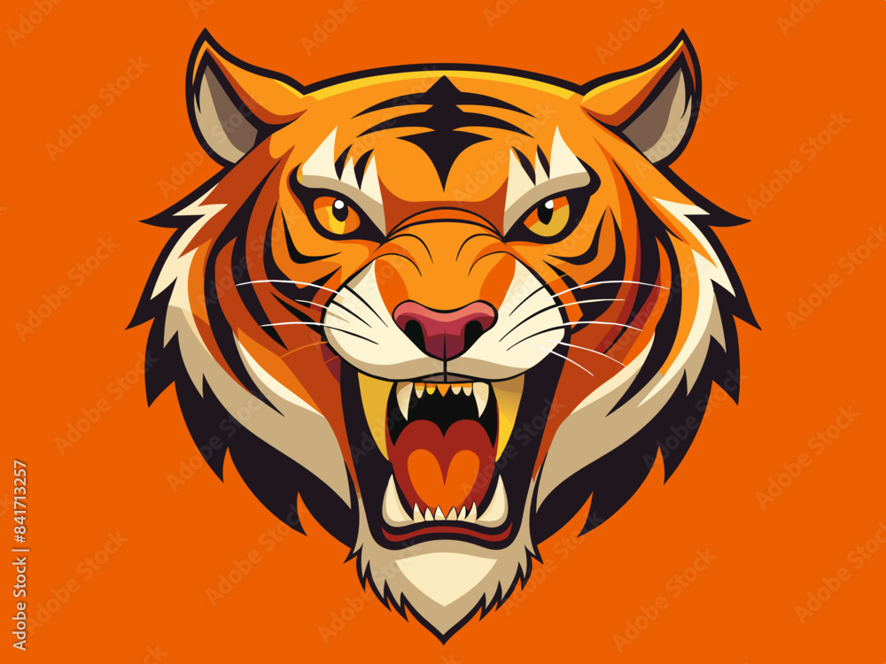 Tiger head with its jaw open vector illustration Tiger head with its jaw open vector illustration