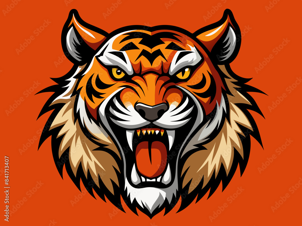 Tiger head with its jaw open vector illustration Tiger head with its jaw open vector illustration