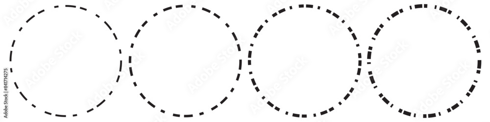 Round frames for logo. Wavy, dashed, dotted black circle lines. Hand drawn doodle by marker. isolated on white background. vector illustration. eps 10 Round frames for logo. Wavy, dashed, dotted black circle lines. Hand drawn doodle by marker. isolated on white background. vector illustration. eps 10