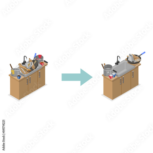 3D Isometric Flat Vector Illustration of Decluttering, Cleaning Unused Items. Item 2