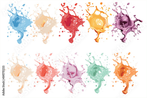 Set of delicious ice cream explosions. A set of delectable cutout ice cream explosions. Generative Ai