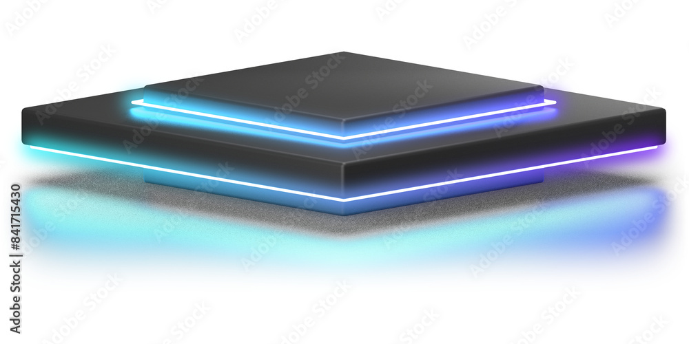 3d podium with blue purple gradient neon light 3d podium with blue purple gradient neon light