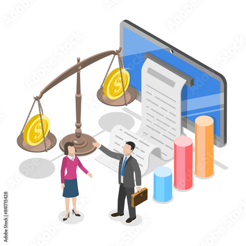 3D Isometric Flat Illustration of Funding, Grants And Incentives, Government Finance. Item 2