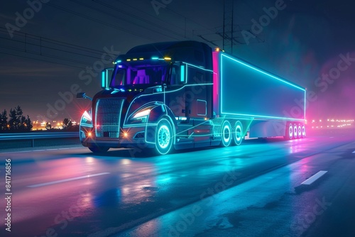 urple Hues: A Nighttime Portrait of Streets Bathed in Violet Light, generative ai