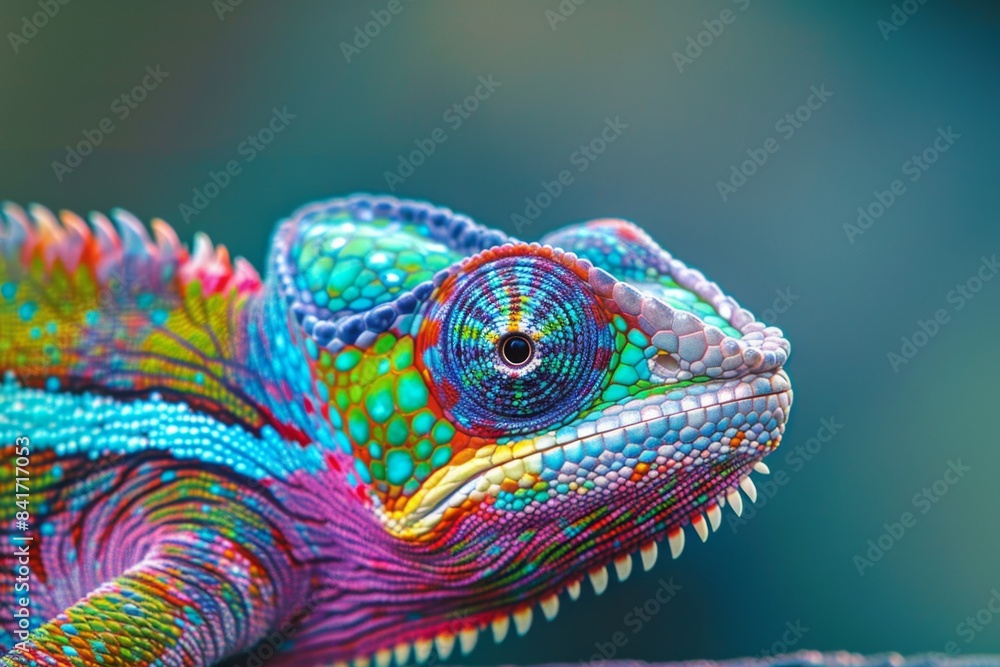 Vibrant Close-Up of a Colorful Chameleon Vibrant Close-Up of a Colorful Chameleon