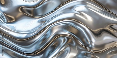 abstract silver liquid background with wavy patterns and shiny reflections