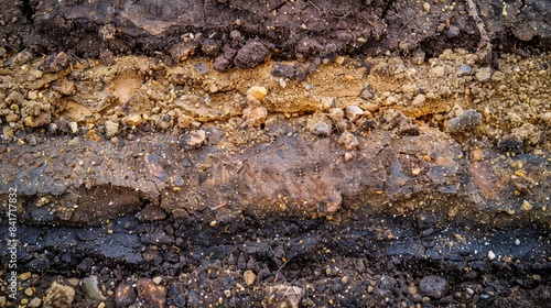 cross section of soil layers botany and agriculture concept closeup texture photography