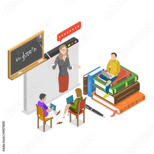 3D Isometric Flat Illustration of Virtual Learning, Education and Acquiring Knowledge. Item 3