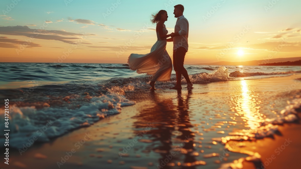 Sunset Beach Dance with a Romantic Couple Sunset Beach Dance with a Romantic Couple