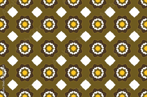 A pattern of brown and white flowers