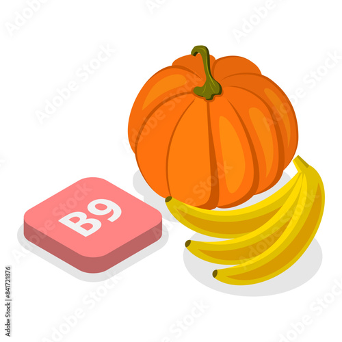 3D Isometric Flat Vector Illustration of Vitamins And Minerals, Healthy Food Supplements. Item 10