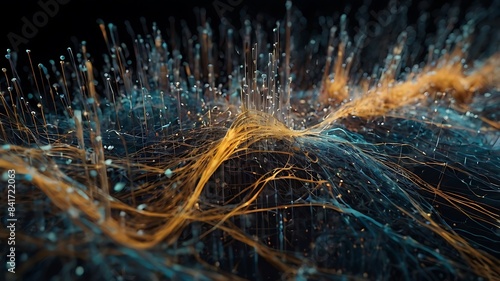 Wallpaper Mural Data movement and placement, with data represented as dynamic particles. These particles should flow and interact in a IT technology environment. Torontodigital.ca