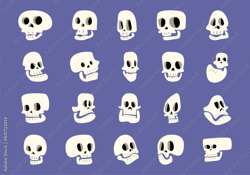 Head Skull Illustration Element Set Head Skull Illustration Element Set