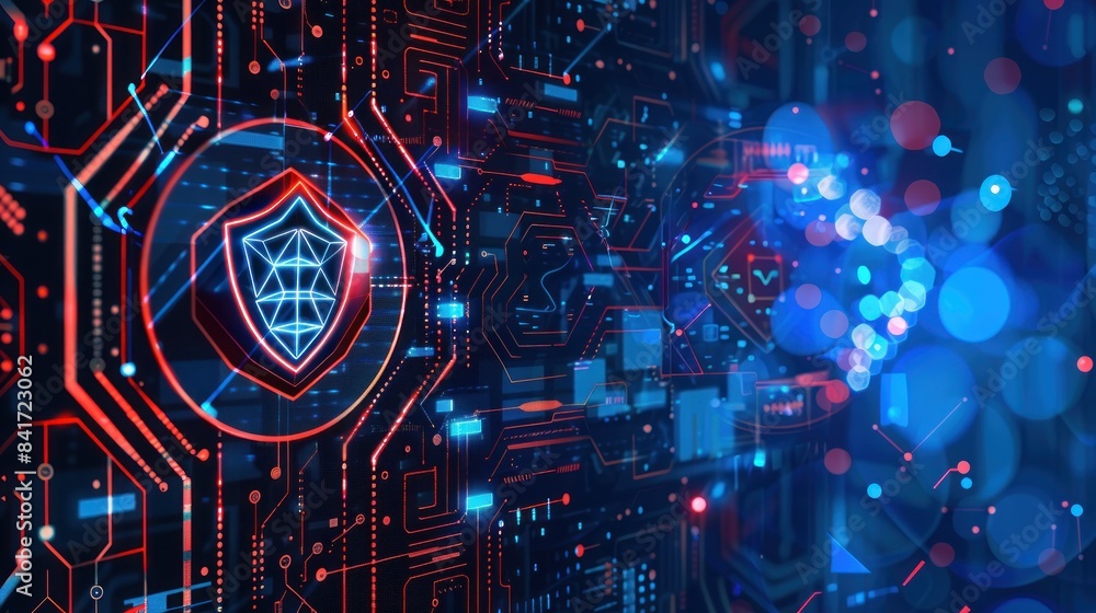 Obraz premium Abstract diamond security concept on circuit board