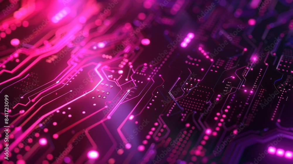 Abstract digital circuitry with purple neon Abstract digital circuitry with purple neon